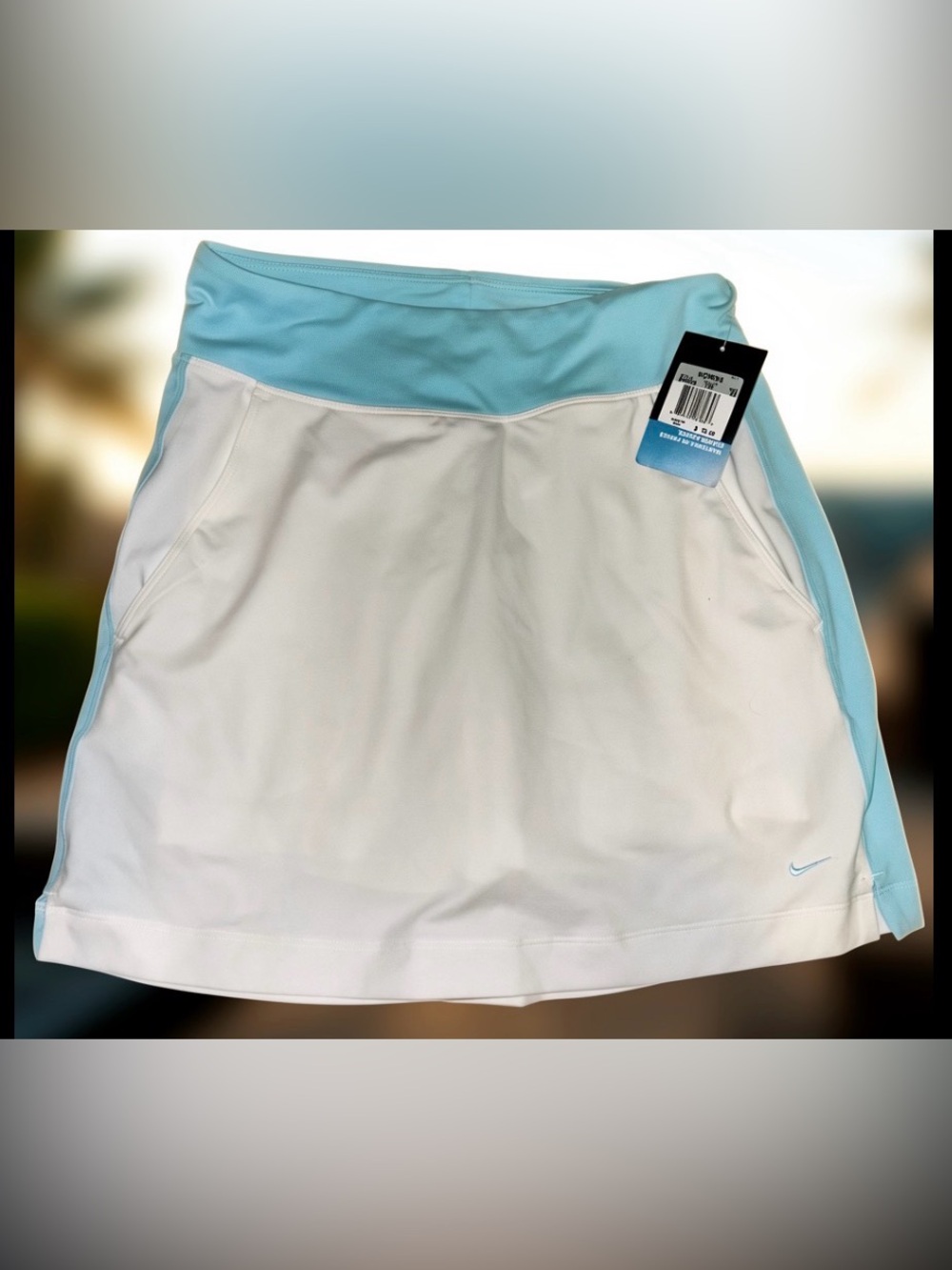 NWT Nike Skort Blue Turquoise Teal & White Golf Tennis Dri-FIT Skirt Shorts